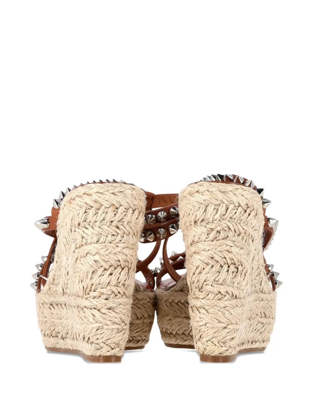 Christian Louboutin Pre-Owned Mafaldina Zeppa studded wedge sandal - Bruin