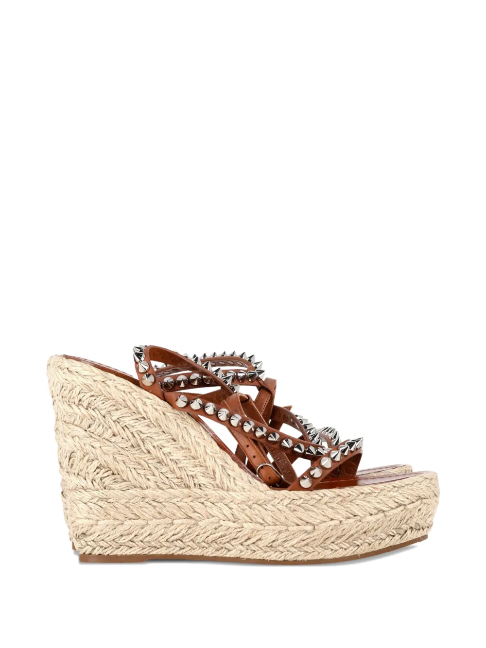 Christian Louboutin Pre-Owned Mafaldina Zeppa studded wedge sandal - Braun