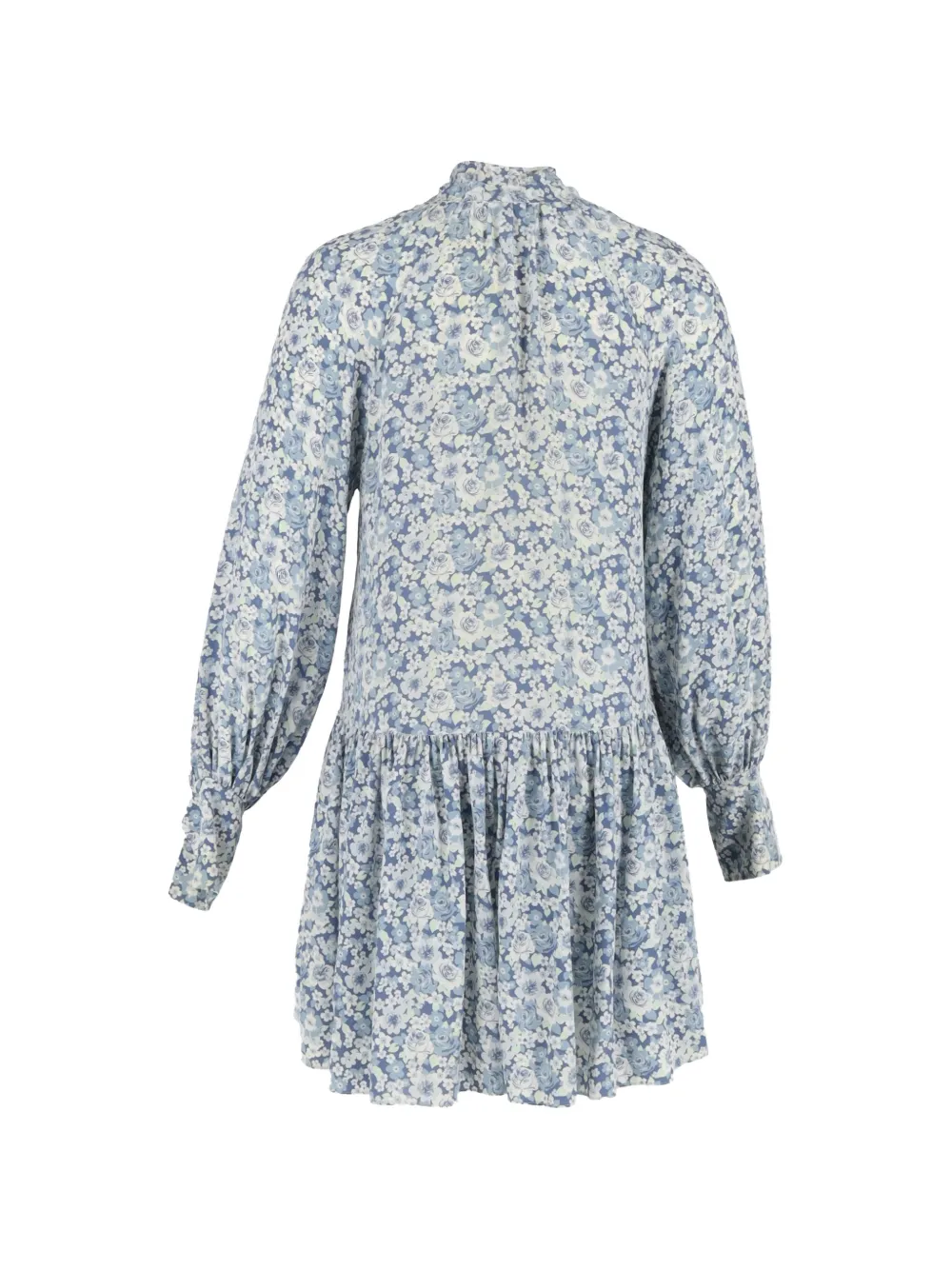 Stella McCartney Pre-Owned 2024 tie-neck floral-print mini dress - Blauw