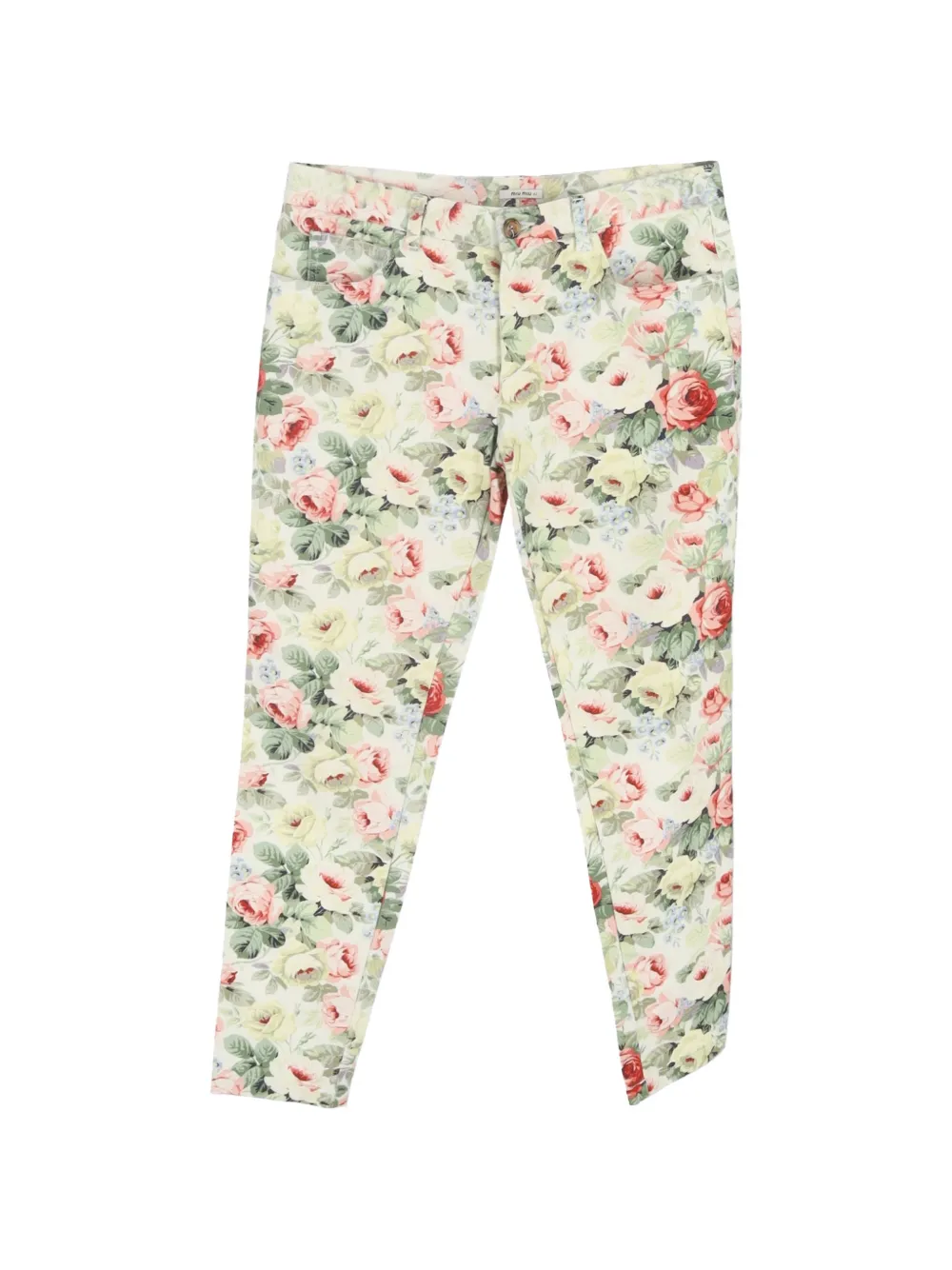 Miu Miu Pre-Owned floral-print trousers - Toni neutri