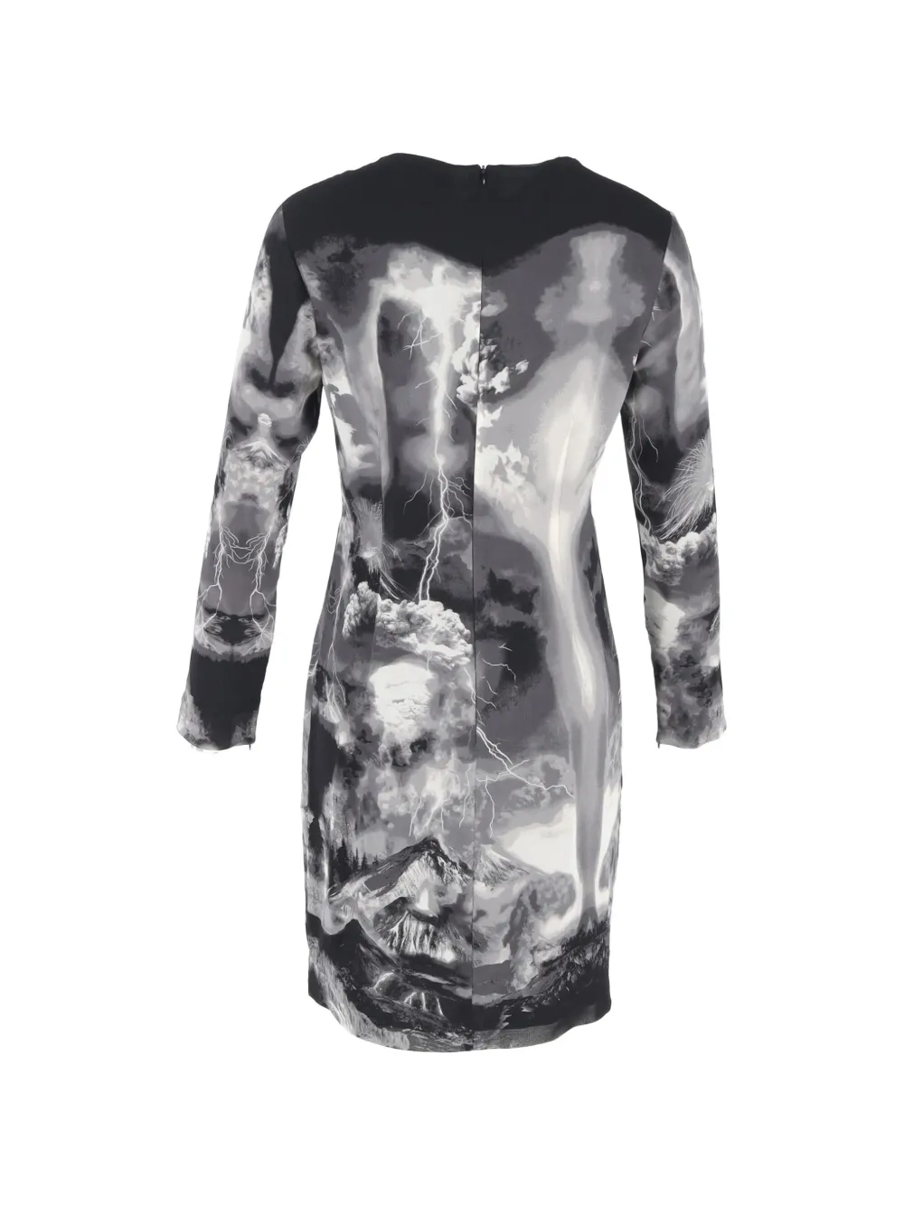 Alexander McQueen Pre-Owned storm-print silk mini dress - Grijs