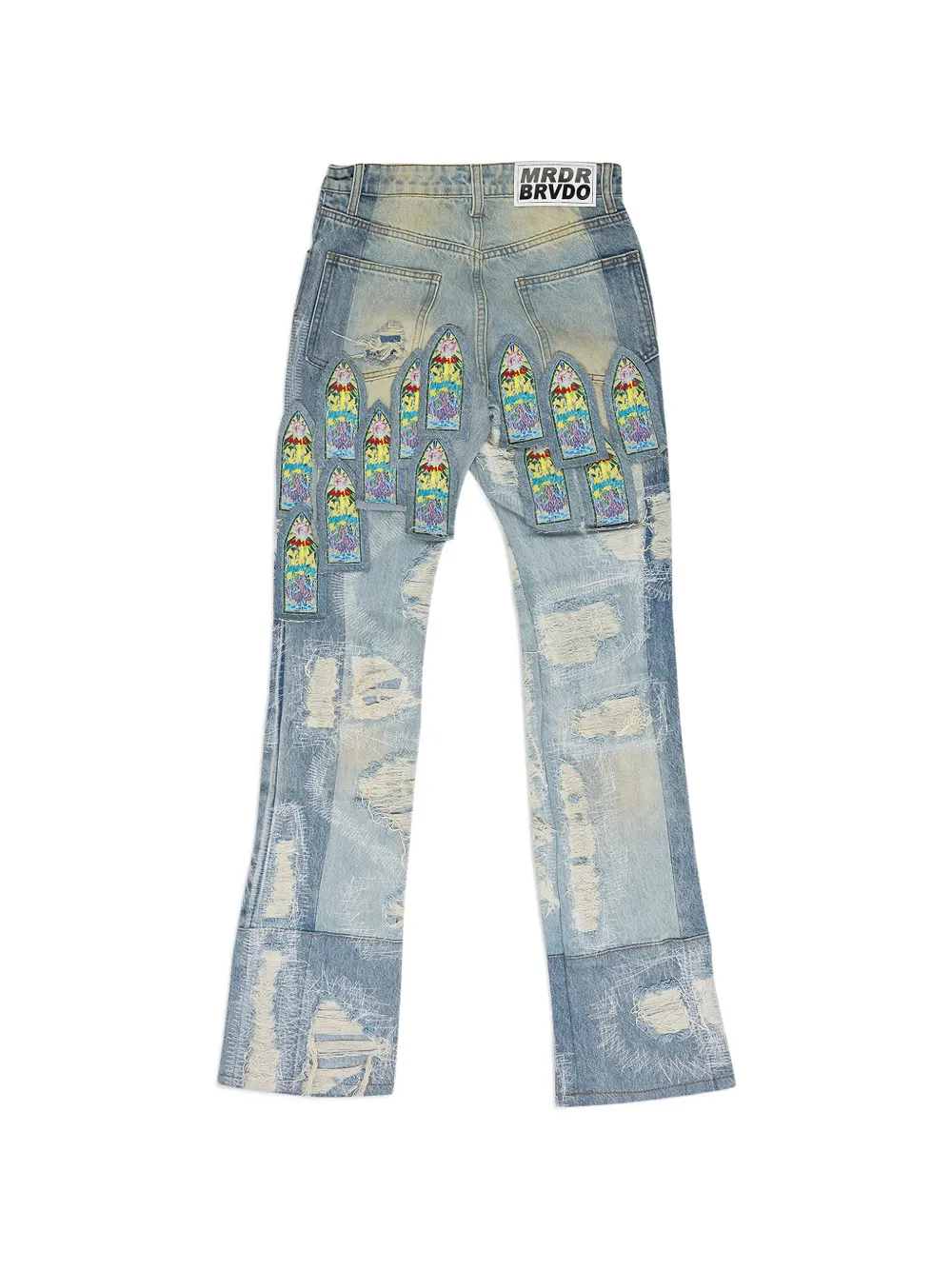 Who Decides War Coliseum Fusion distressed cropped jeans - Blauw