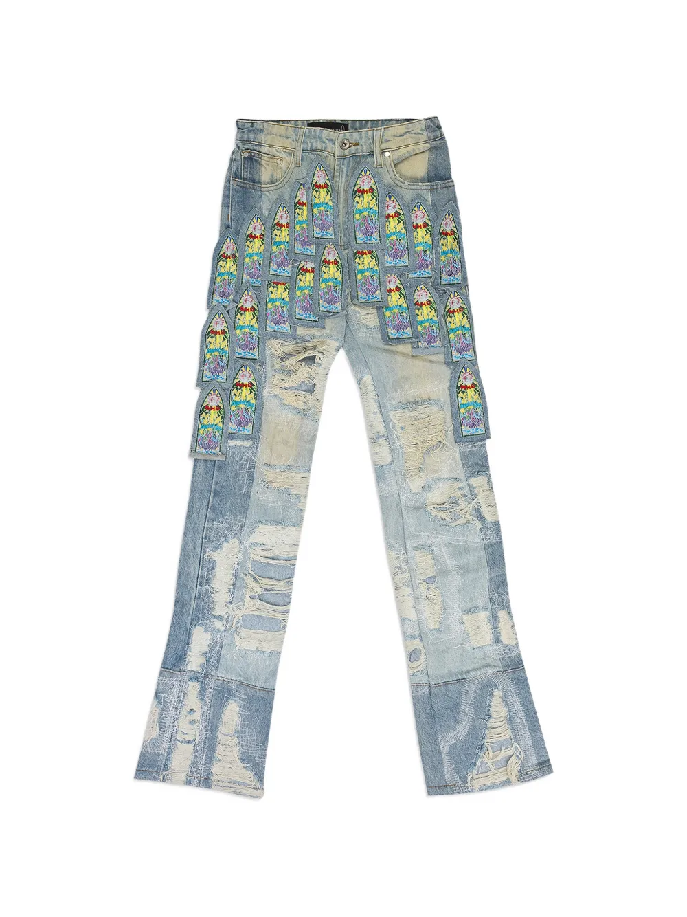 Who Decides War Coliseum Fusion distressed cropped jeans - Blu