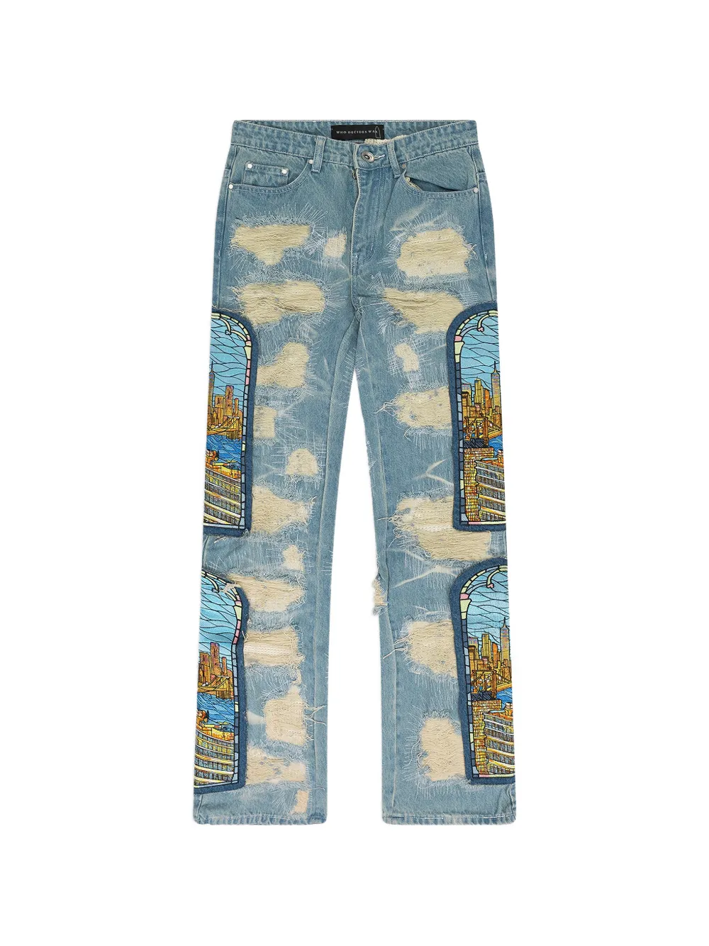 Who Decides War stained glass ripped jeans - Blu