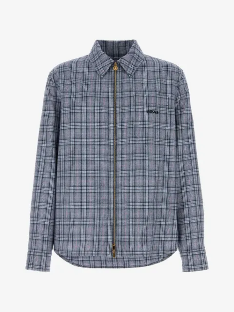 Versace checked wool flannel zip overshirt