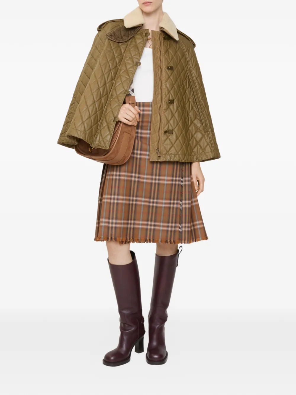 Burberry Cape met lammy kraag Bruin