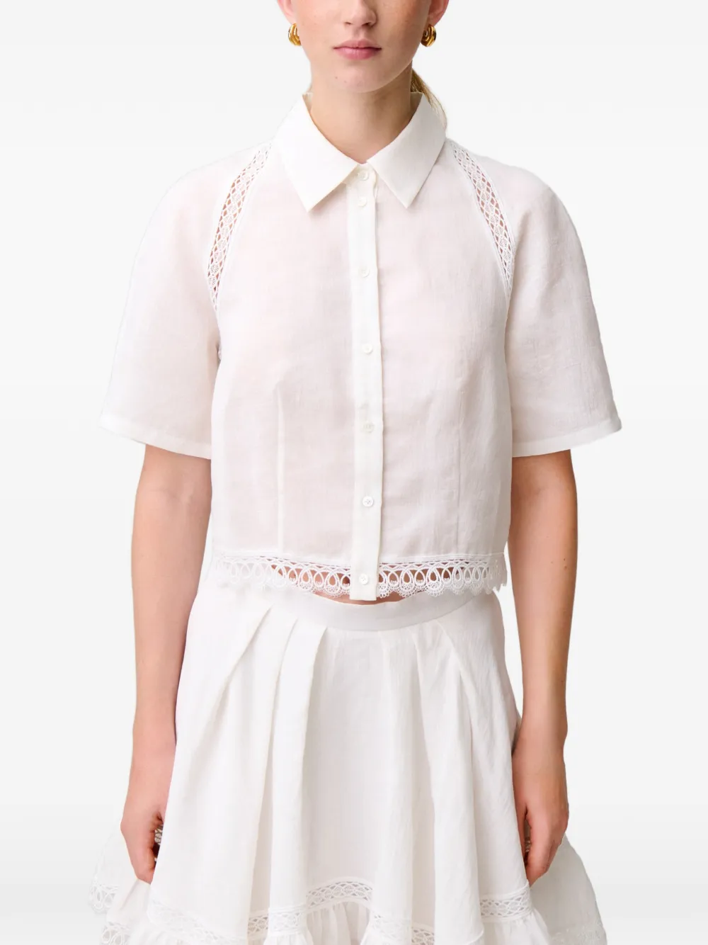 Claudie Pierlot Shirt met kanten afwerking Wit