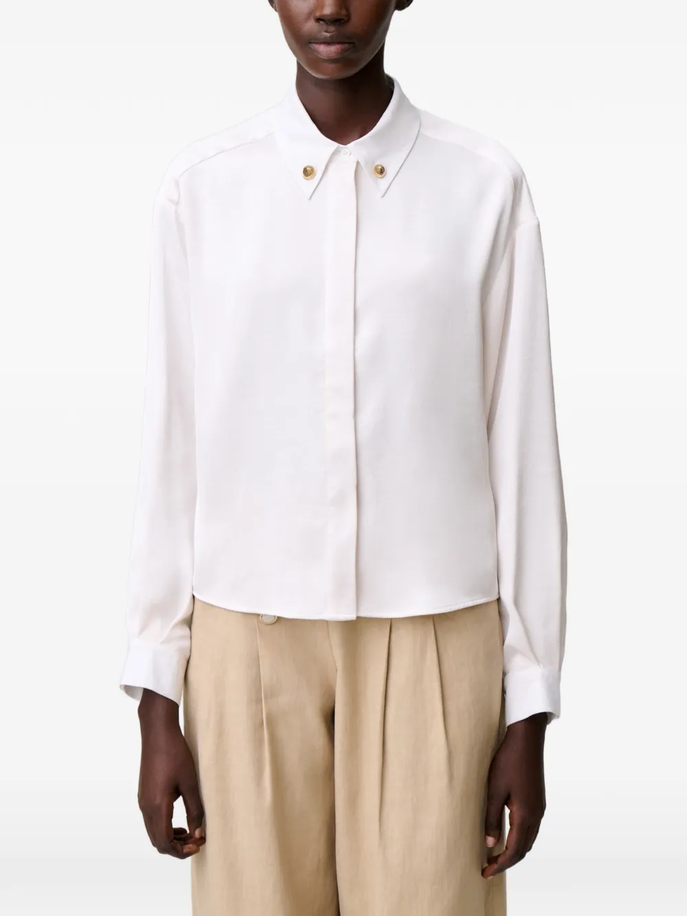 Claudie Pierlot Overhemd met kraag en knopen Beige