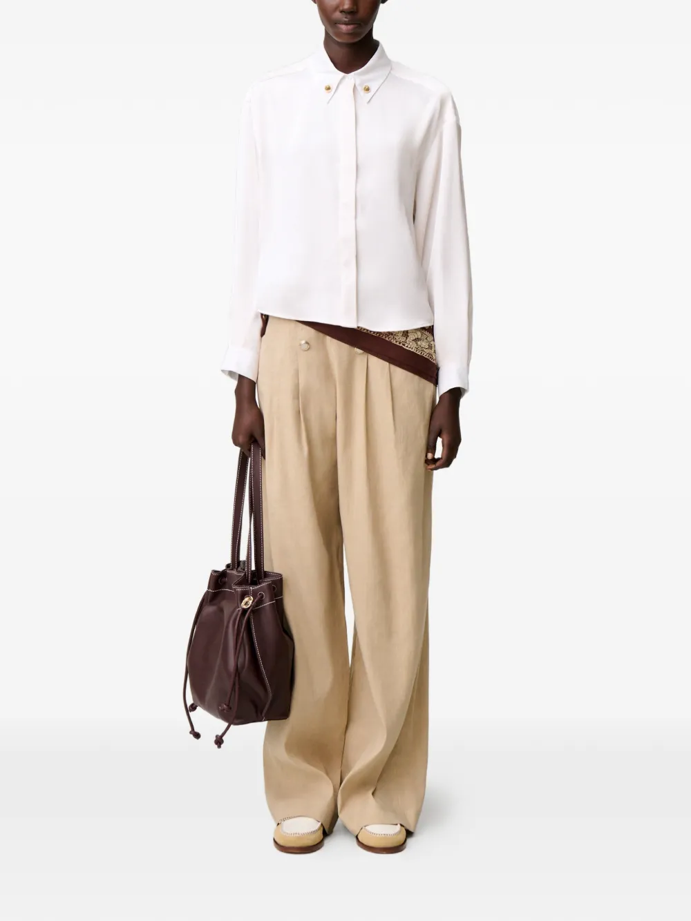 Claudie Pierlot Overhemd met kraag en knopen Beige