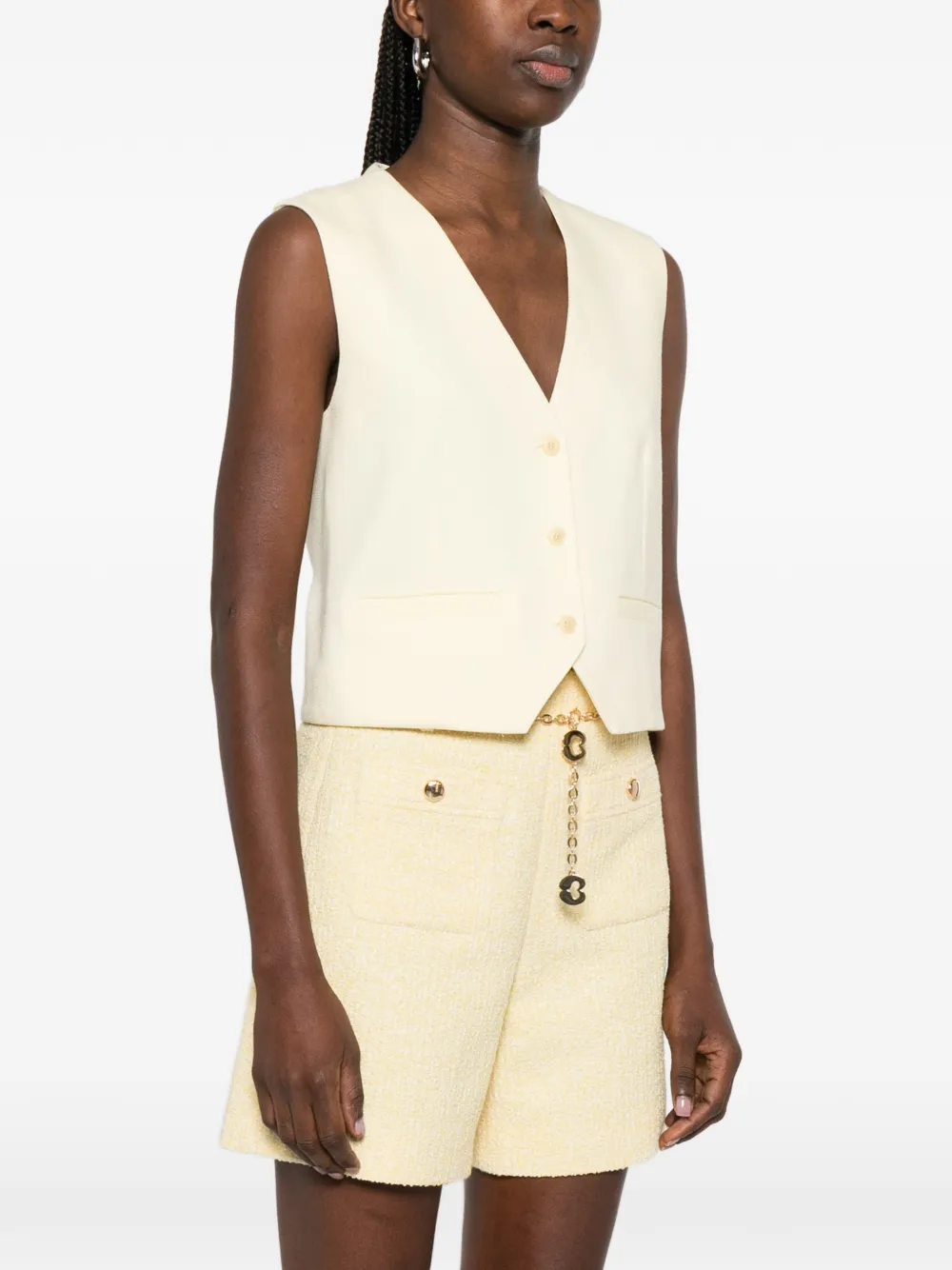  Maje Buttoned Sleeveless Gilet - Yellow 