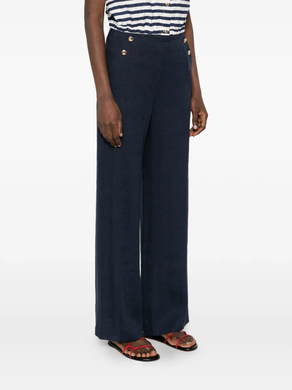  Maje Button-embellishment Trousers - Blue 
