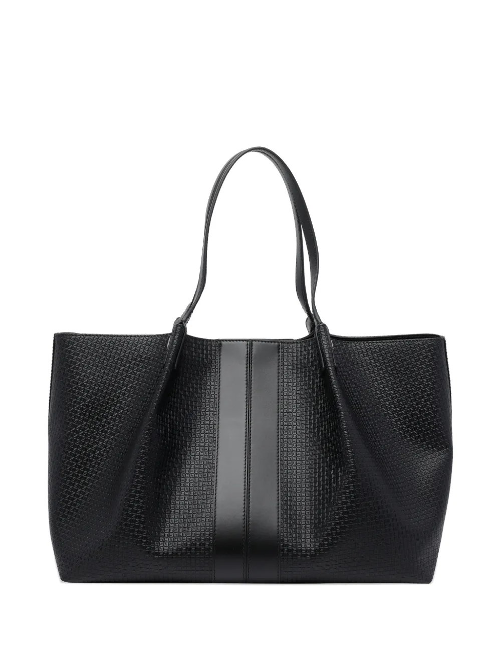 Serapian textured leather trim shoulder bag - Zwart