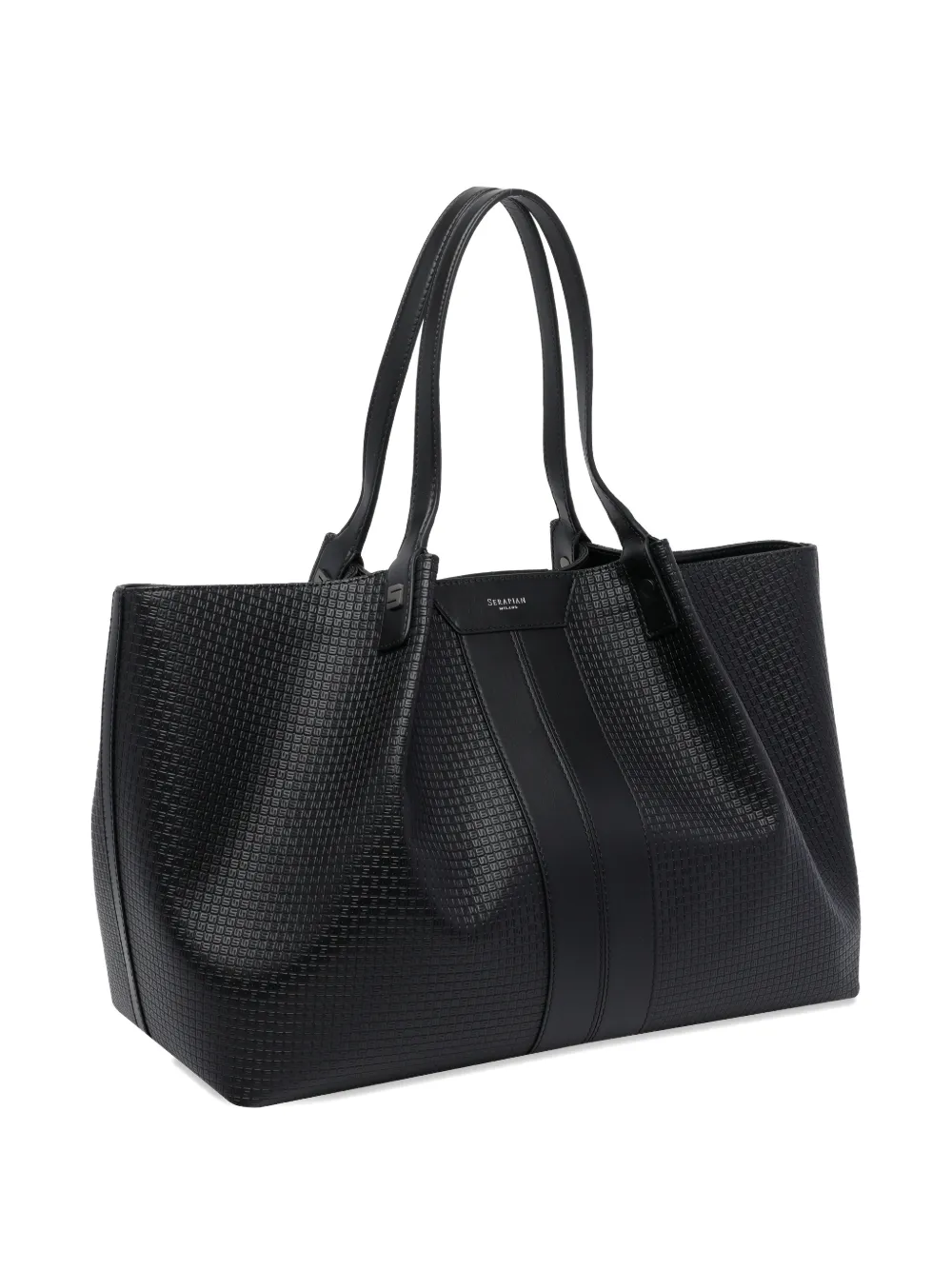 Textured Leather Trim Shoulder Bag