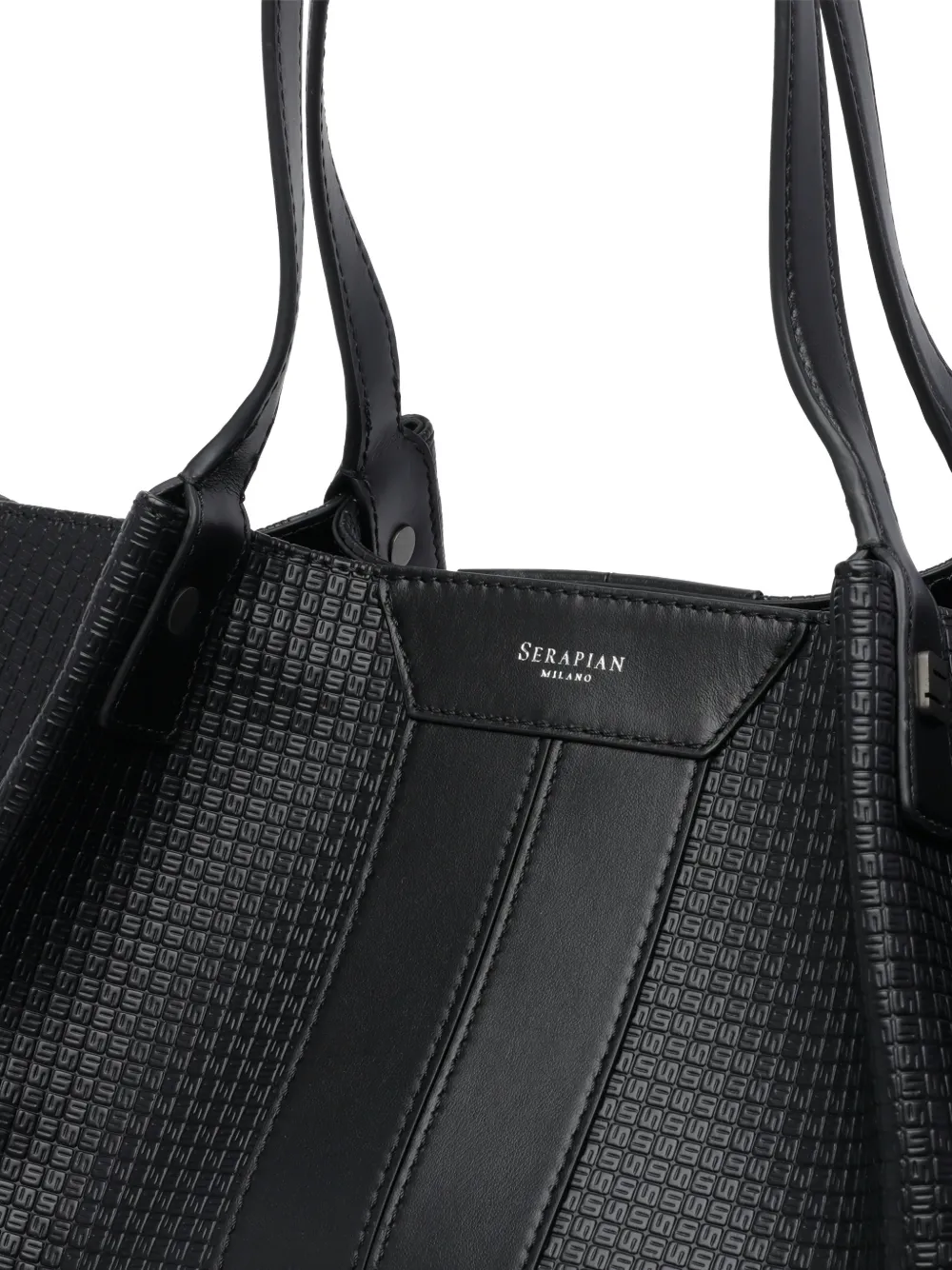 Textured Leather Trim Shoulder Bag