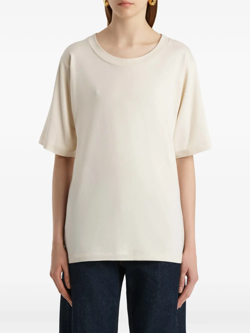 KHAITE Allen zijden T-shirt Beige