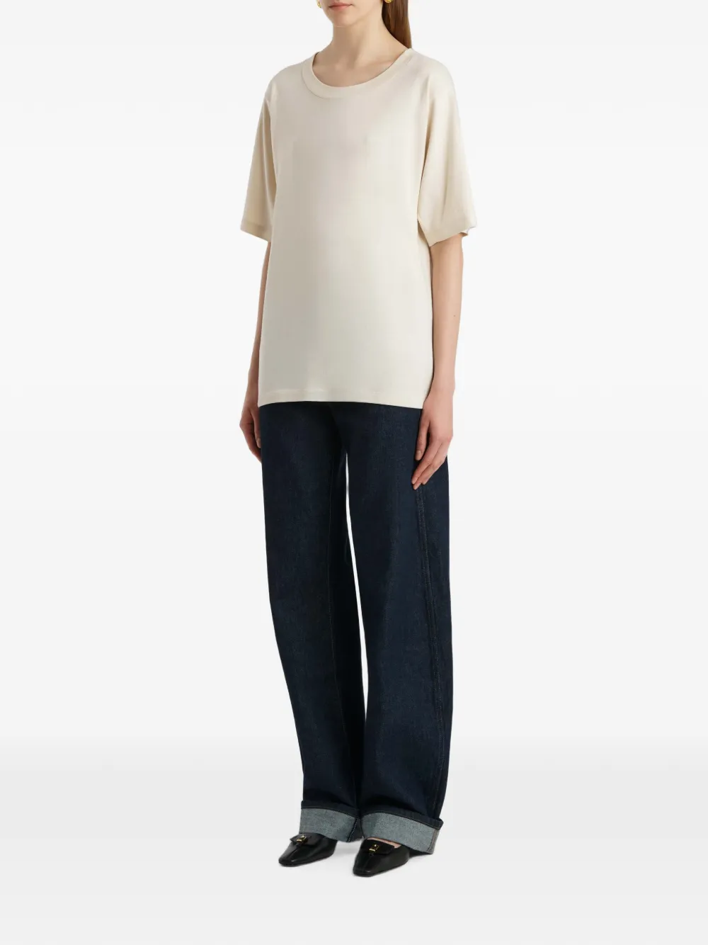 KHAITE Allen zijden T-shirt Beige
