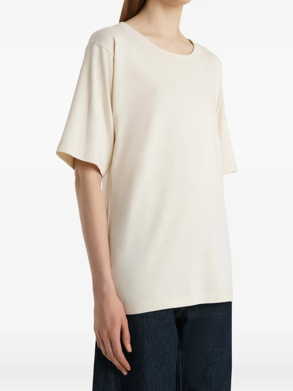 KHAITE Allen zijden T-shirt Beige