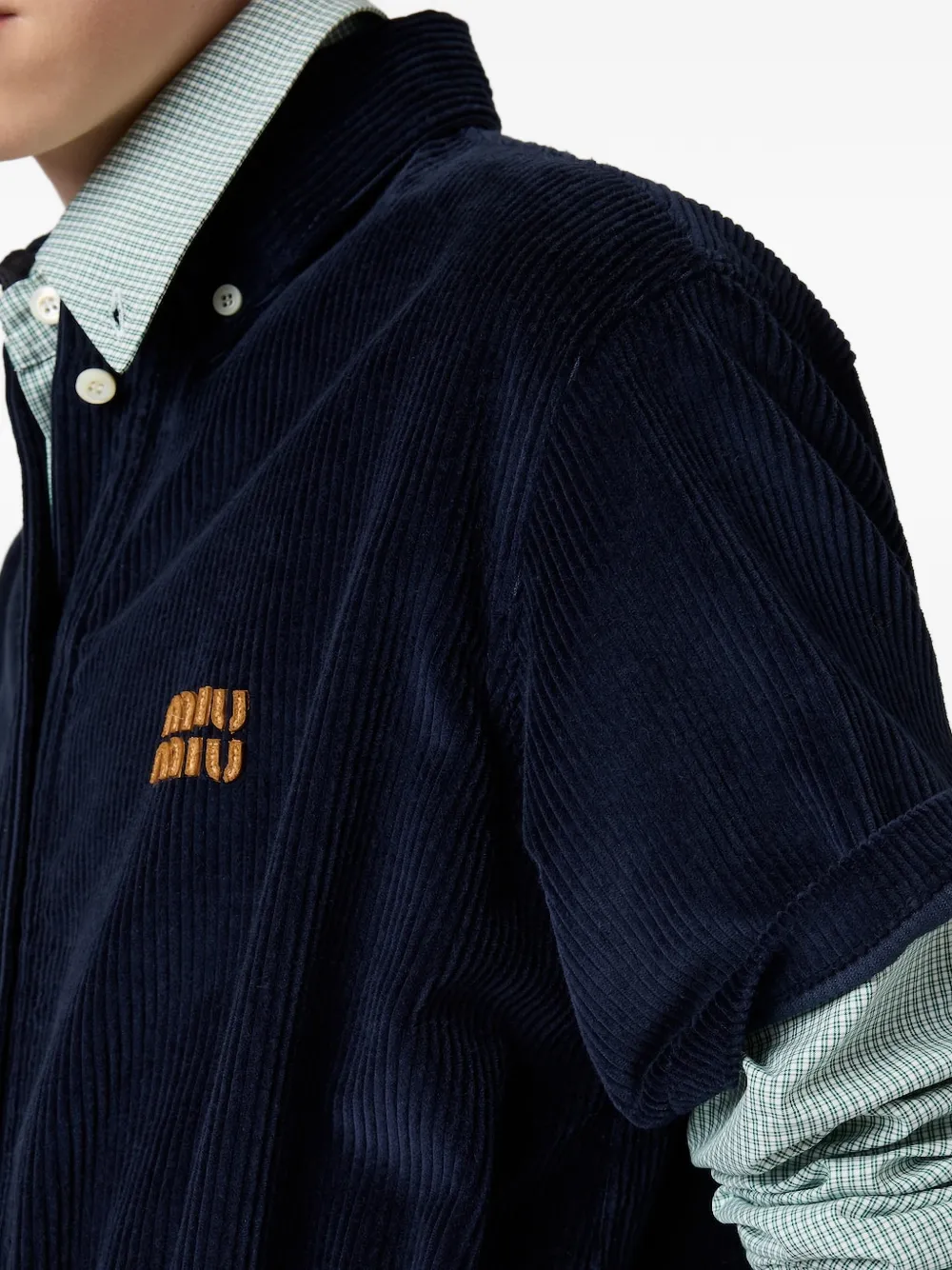 Miu Mini-jurk met ribfluwelen textuur Blauw