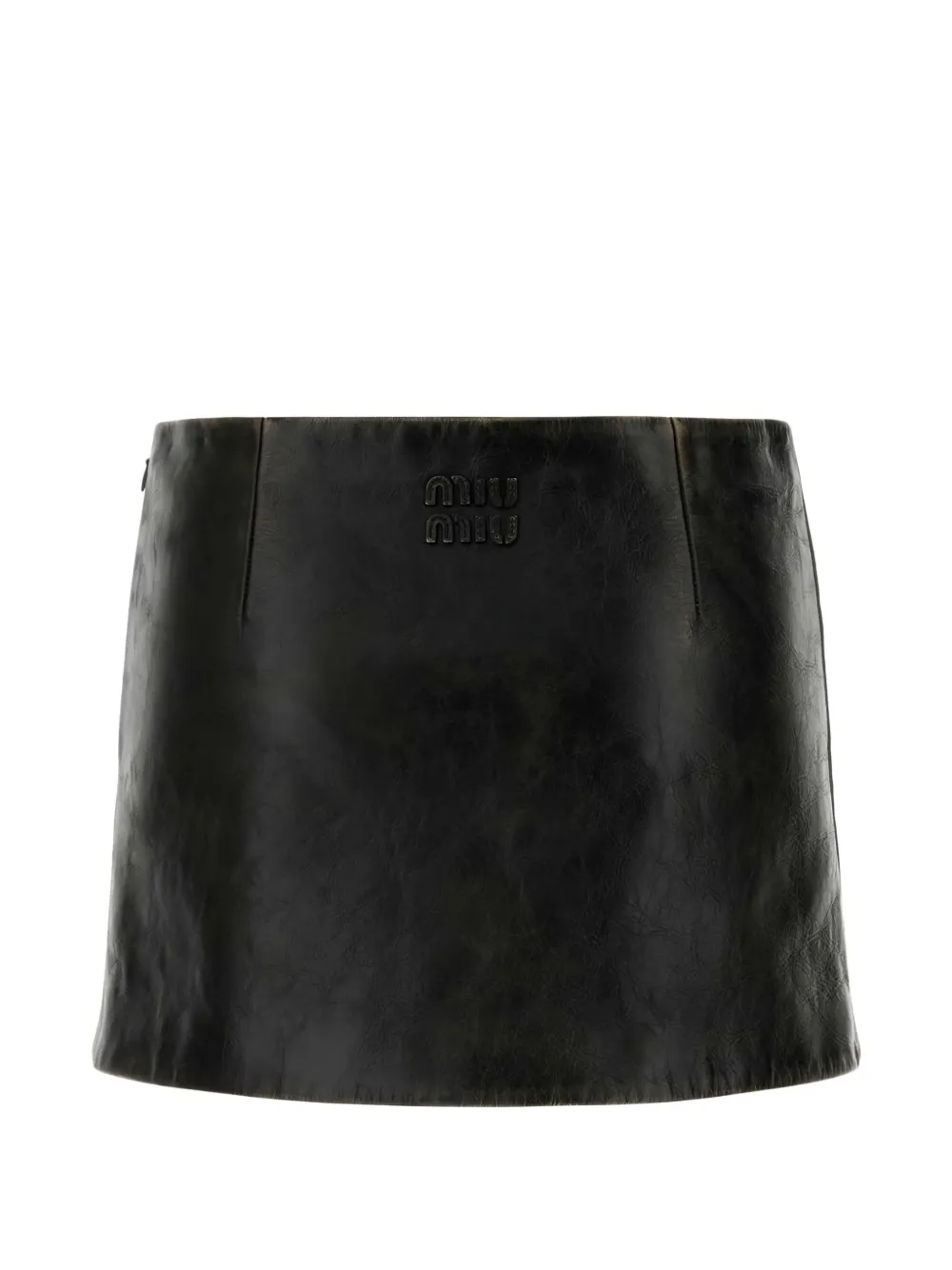 Miu Miu leather mini skirt - Zwart