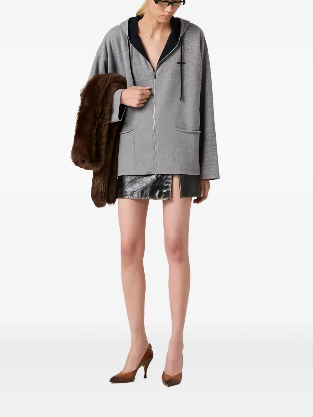 Miu Miu leather mini skirt - Nero
