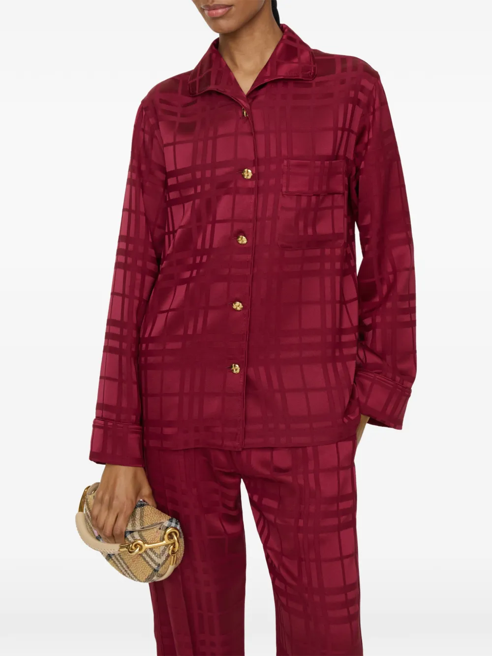  Burberry Check Pajama Top - Red 