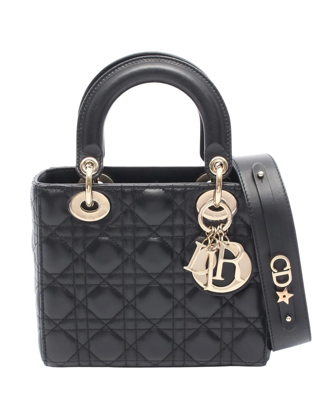 Christian Dior Pre-Owned 2021 Small Lambskin Cannage Lady Dior handbag - Black