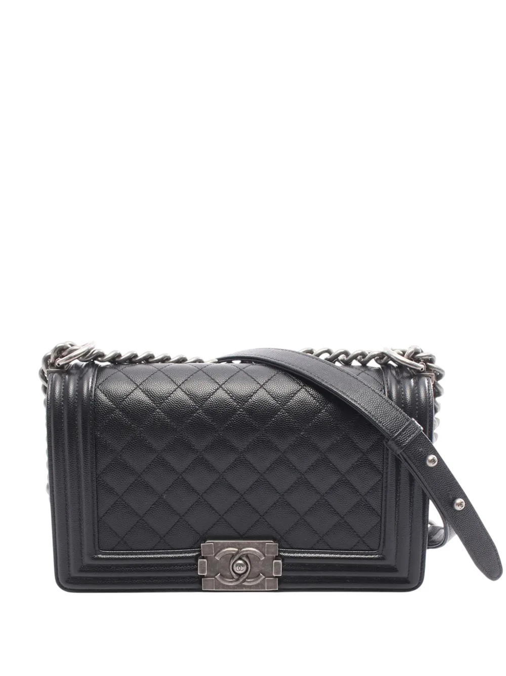 CHANEL Pre-Owned 2019 Medium Quilted Caviar Boy Flap shoulder bag - Black