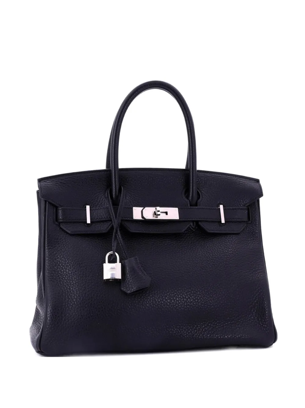 Hermès Pre-Owned Birkin Handbag Black Clemence with Palladium Hardware 30 satchel - Nero