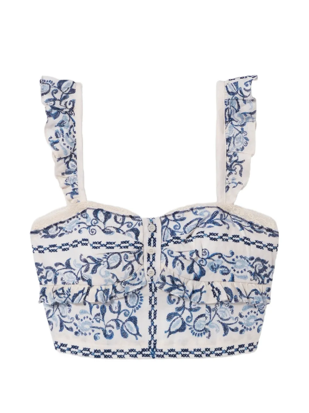 Claudie Pierlot floral-print ruffled top - Toni neutri