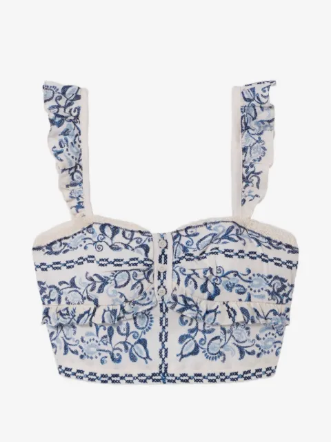 Claudie Pierlot ruffled linen bustier top