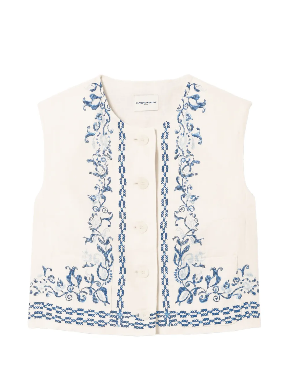 Claudie Pierlot floral-print linen waistcoat - Toni neutri