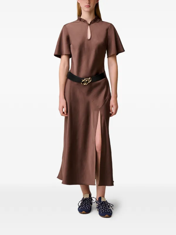 brown flowy midi dress Lake Como A-Line Midi Dress Brown