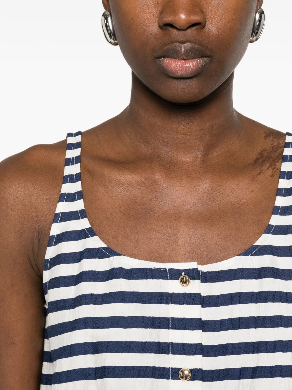 Maje Gestreepte tanktop met knoopsluiting Blauw