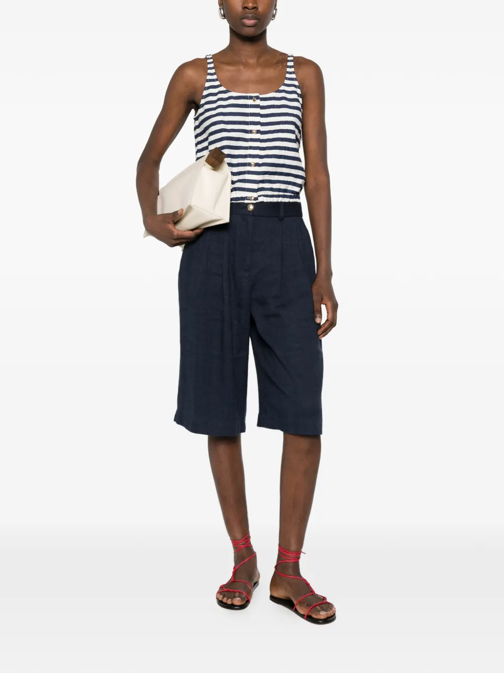 Maje Gestreepte tanktop met knoopsluiting Blauw