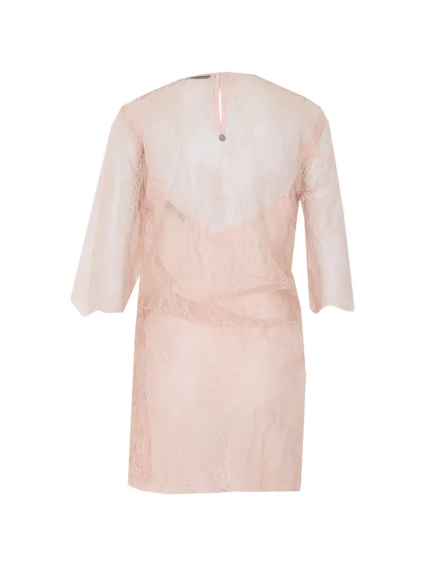 open lace back dress Carnation Eyelash Lace Overlay Mock Neck Mini Dress