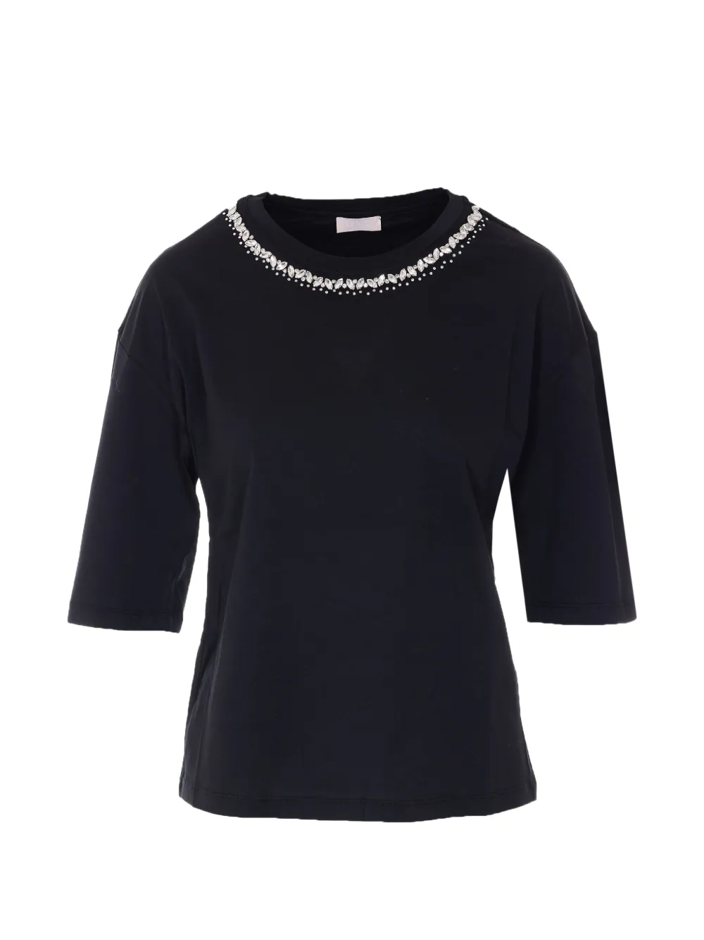 LIU JO crew-neck crystal-embellished T-shirt - Nero