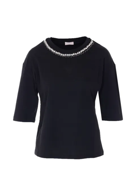 LIU JO crew-neck crystal-embellished T-shirt