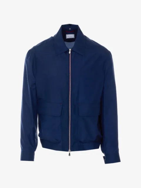 Brunello Cucinelli zip button silk jacket