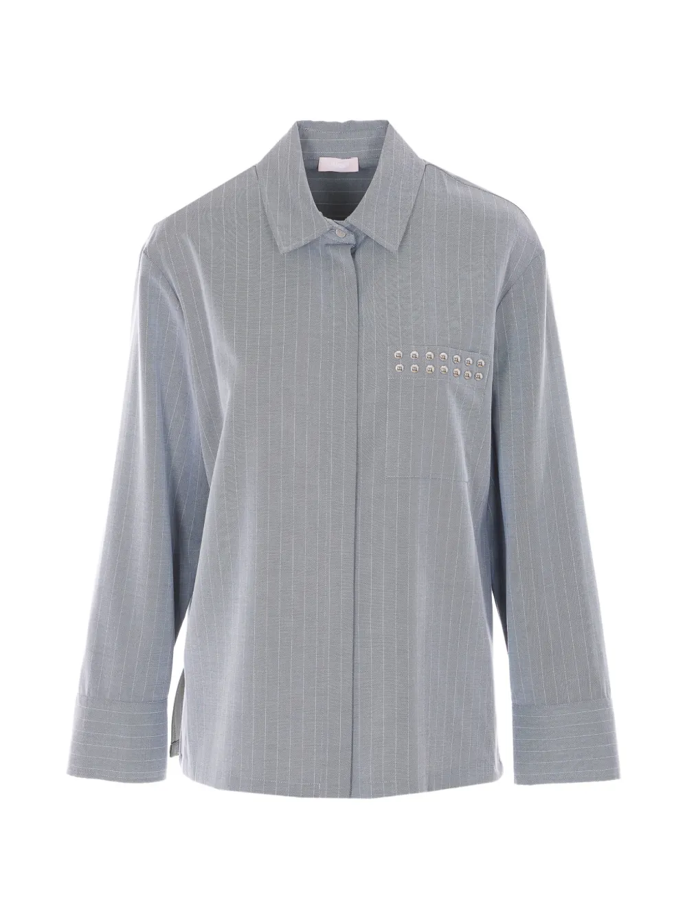 LIU JO striped stud-embellished shirt - Grigio