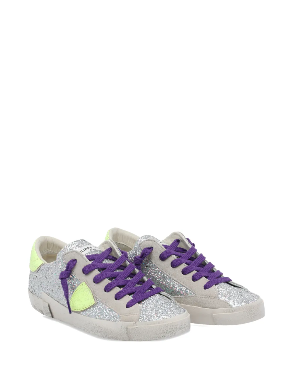 Philippe Model Paris glitter logo sneakers Zilver