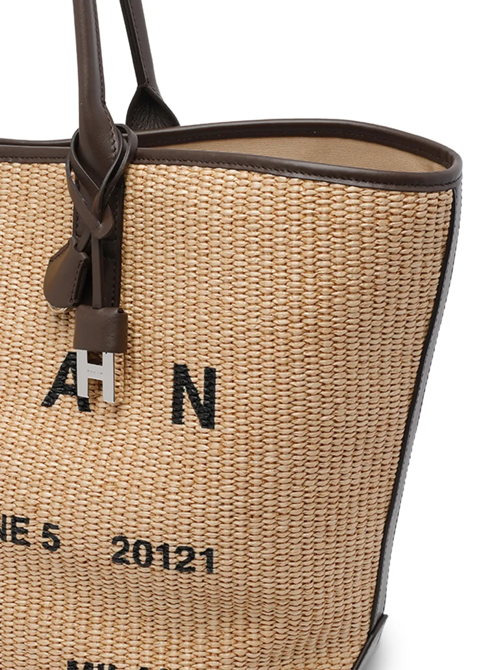 Hogan Address medium raffia shopper met logo Beige
