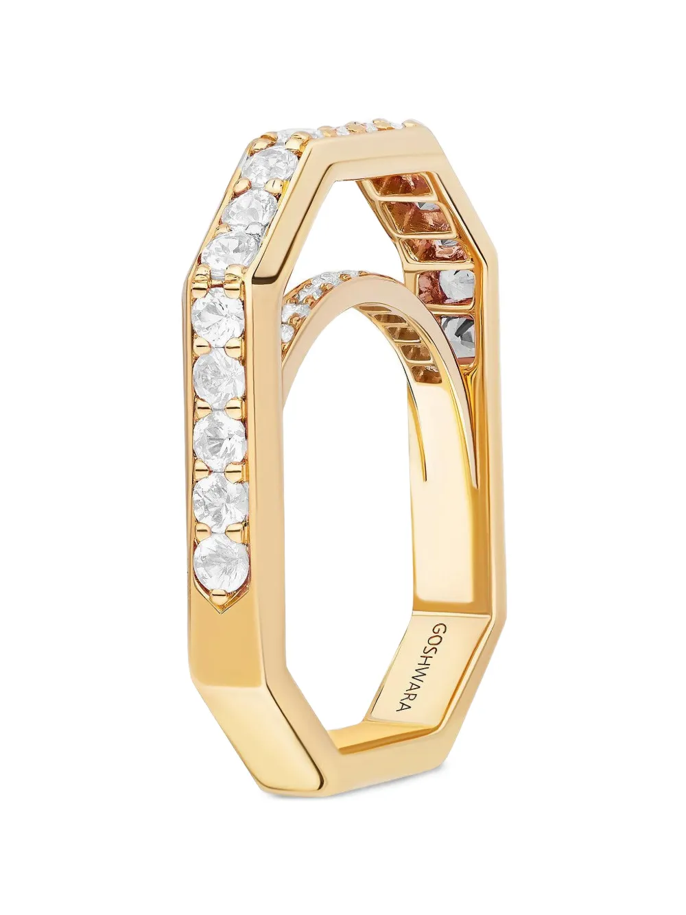 Goshwara diamond square-band ring - Oro