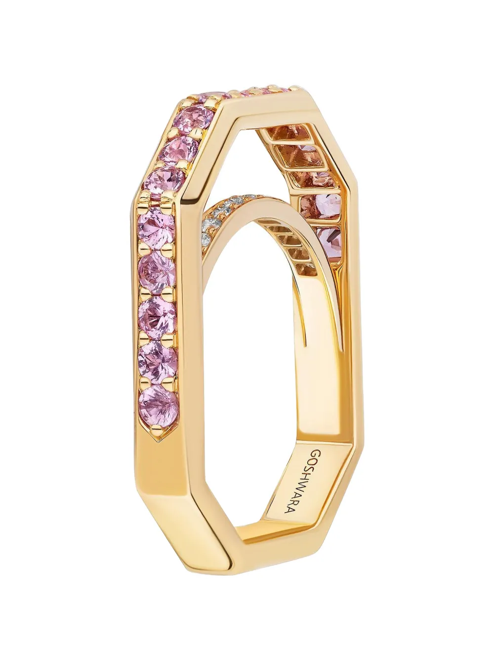 Goshwara pink-sapphire square ring - Oro