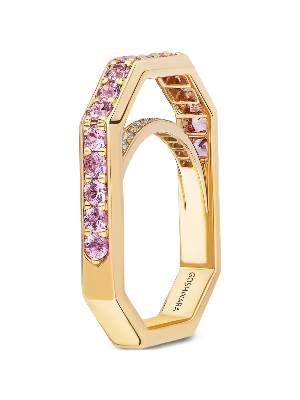 Goshwara pink-sapphire square ring - Oro