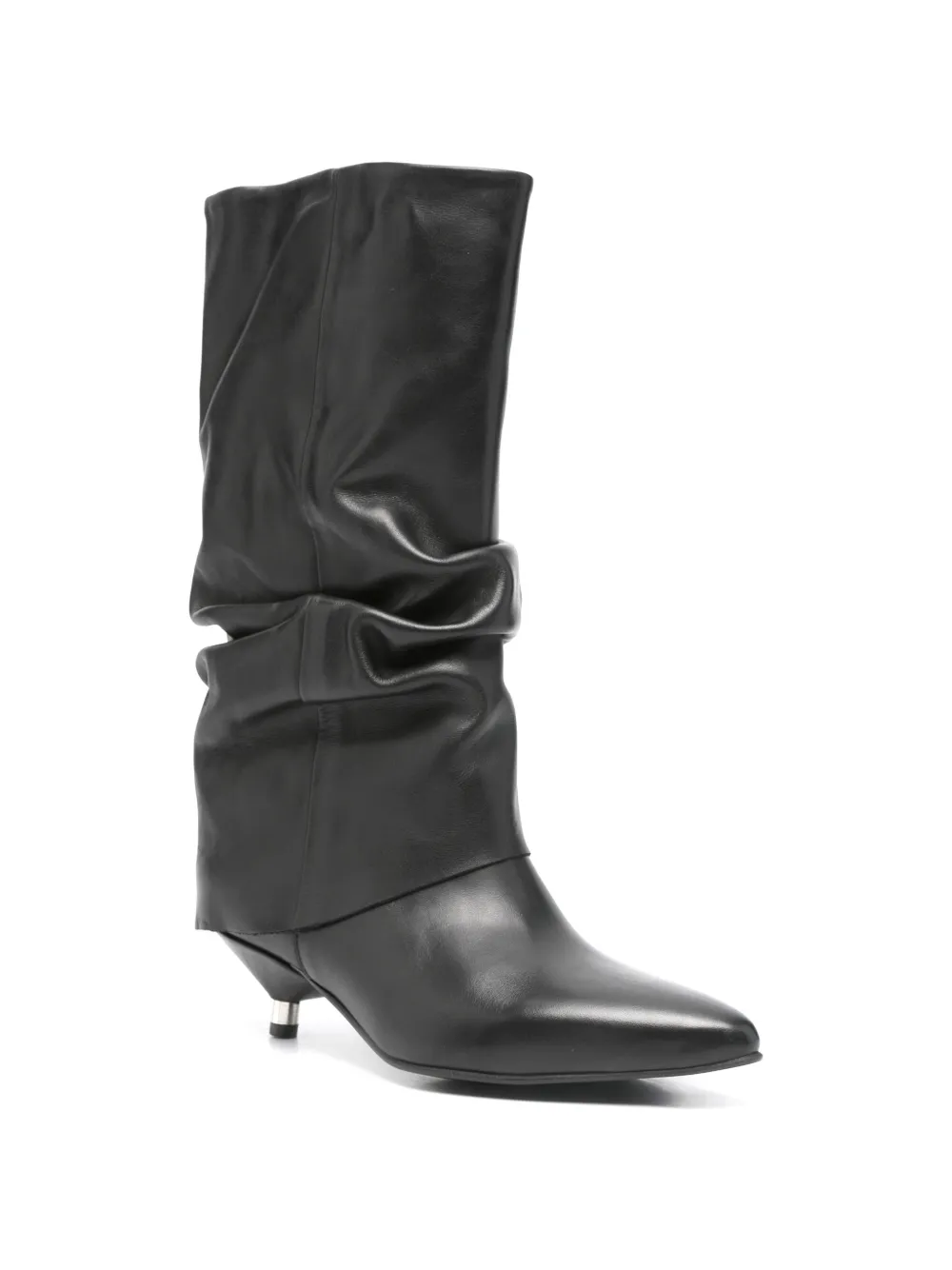 Metisse pointed leather boots Zwart