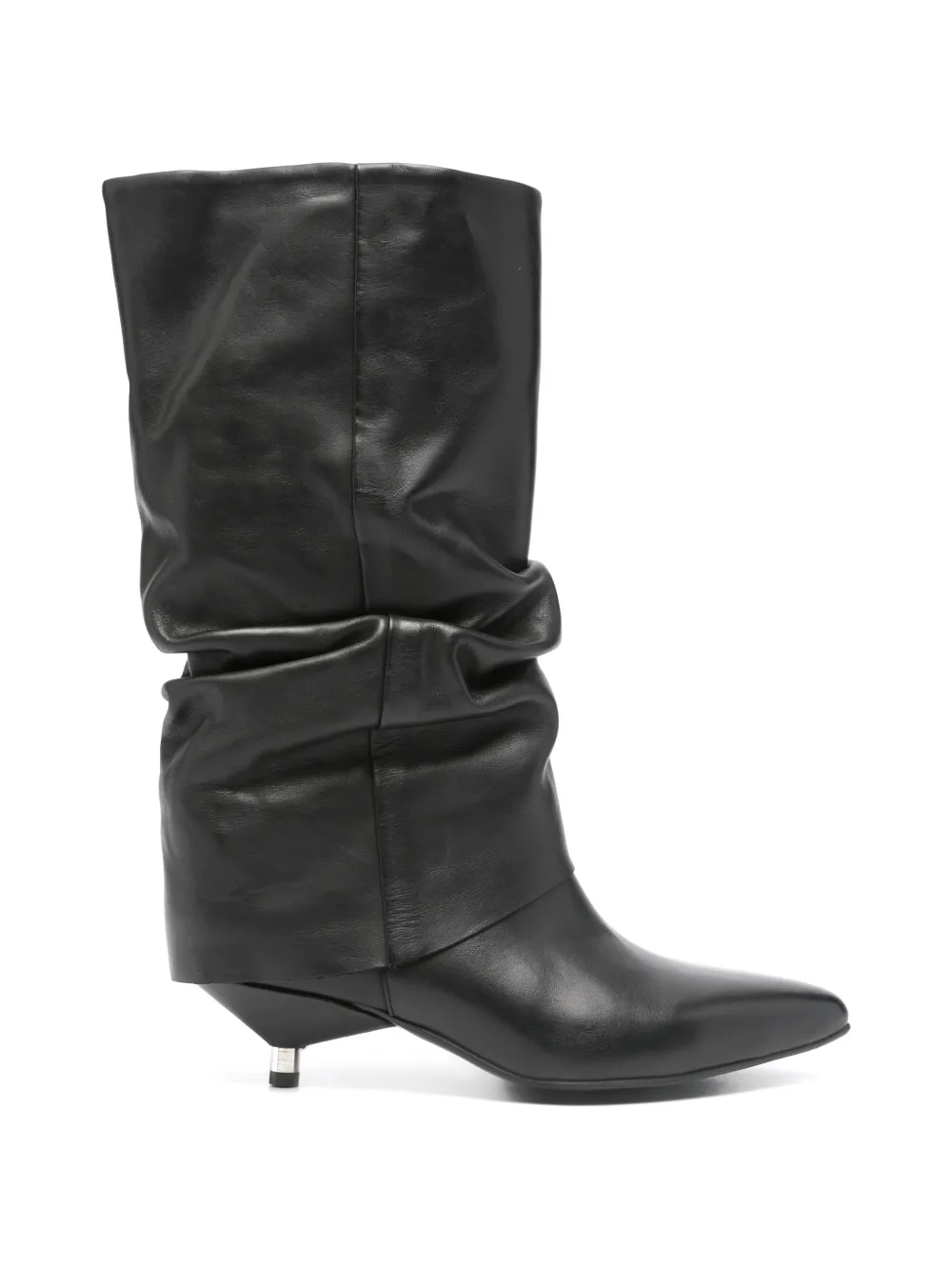 Metisse pointed leather boots Zwart