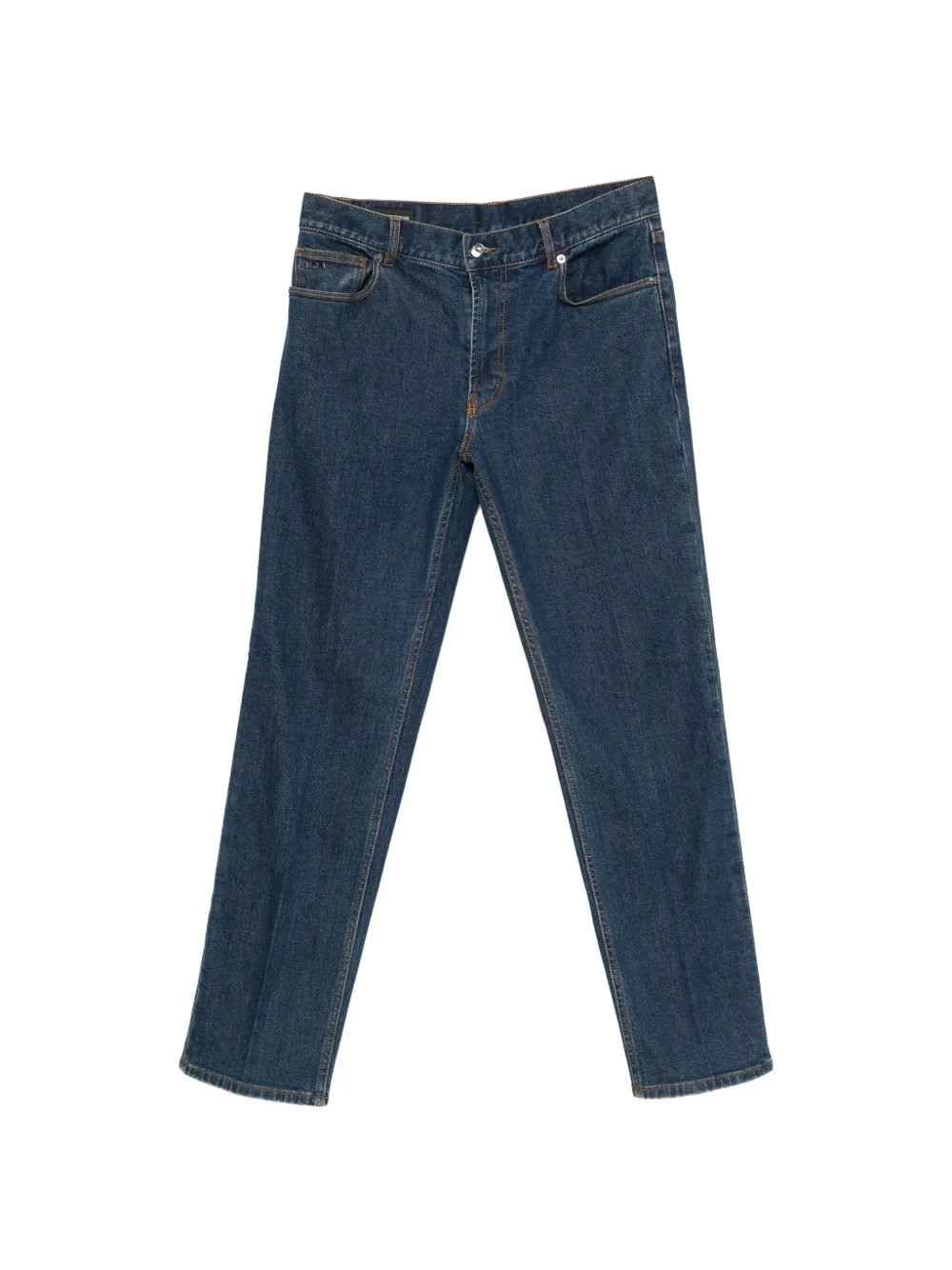 Emporio Armani five-pocket logo-patch denim jeans - Blu