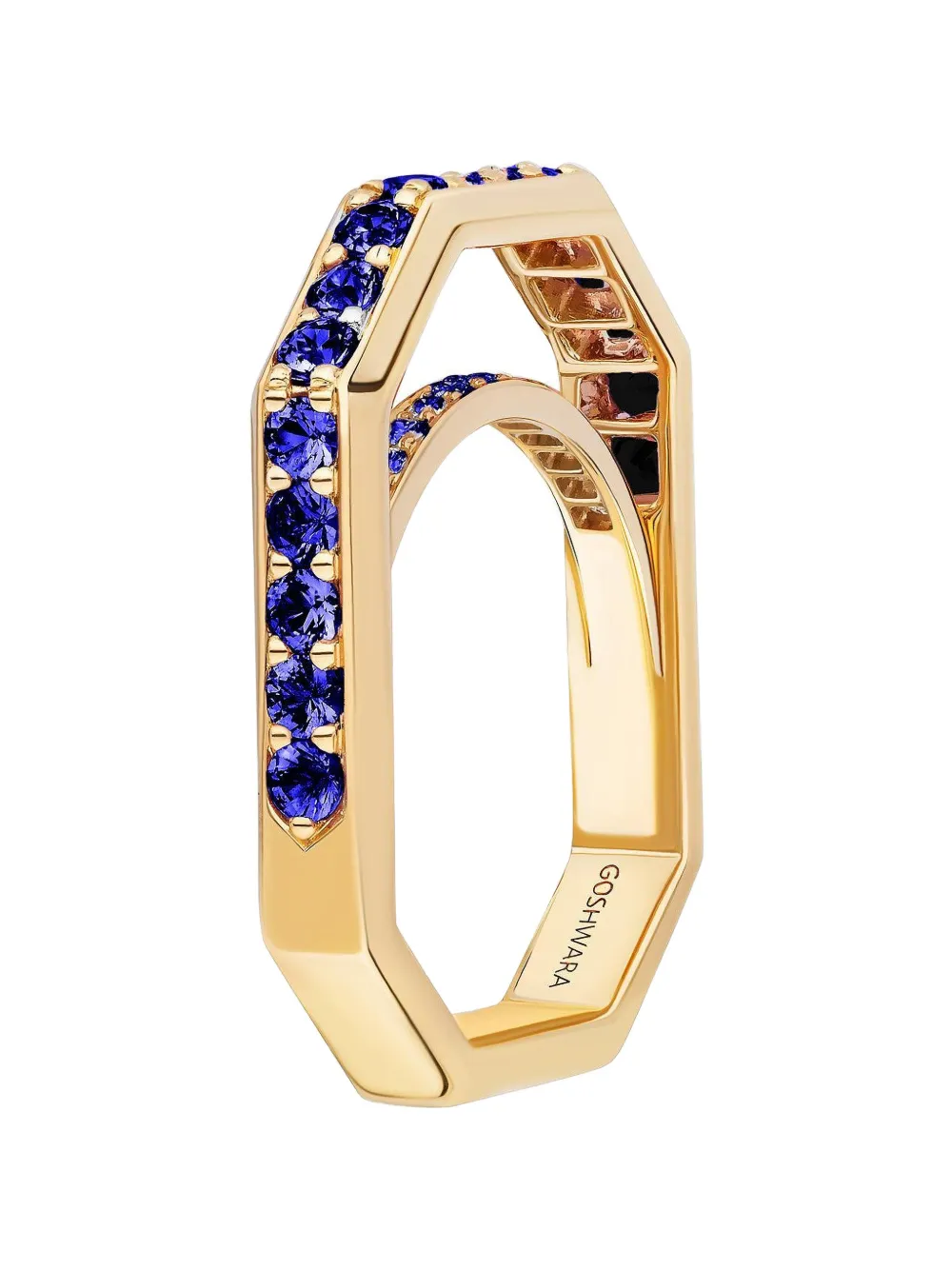 Goshwara blue-sapphire square ring - Oro