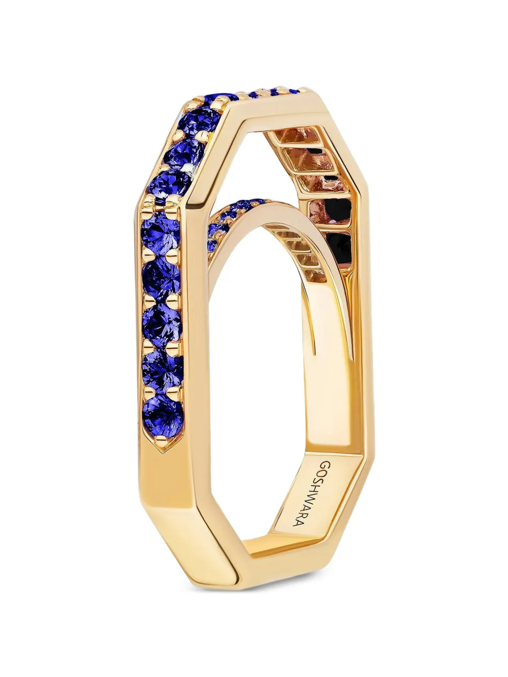 Goshwara blue-sapphire square ring - Oro