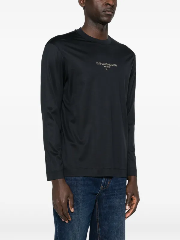 Emporio Armani logo-detail long-sleeve T-shirt | Black | FARFETCH UK